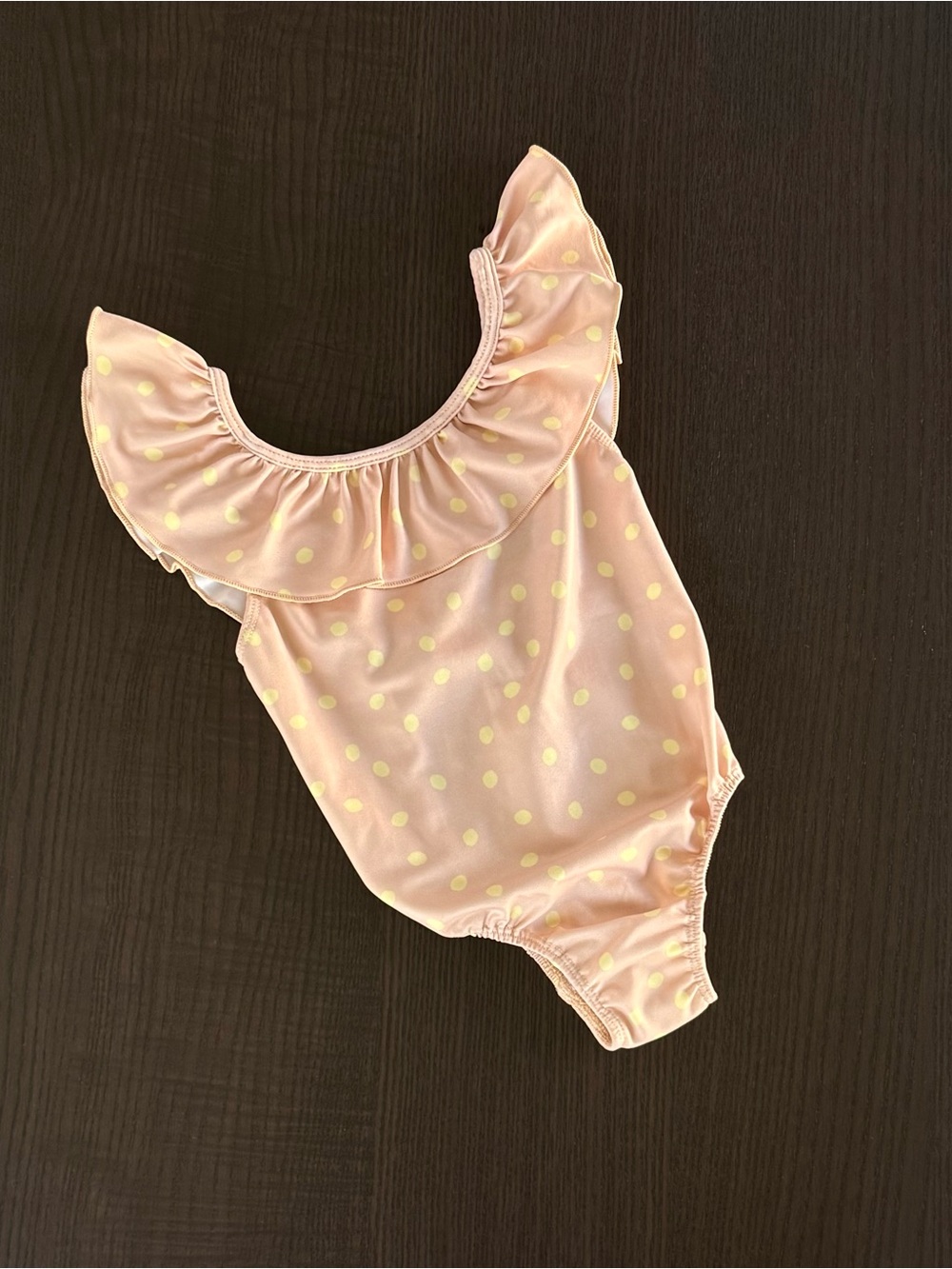 Peach Ruffled Polka Dot One-Piece Swimsuit